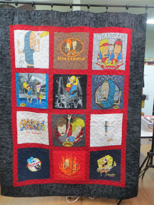 Beavis and Butthead tees made into a t-shirt quilt