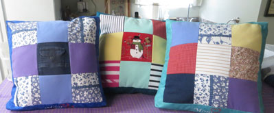 pillows made with clothing 9 patches