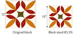 how to reduce the size of a quilt block